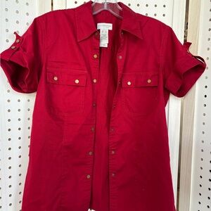 Liz Claiborne Vibrant Red Button-Up Shirt